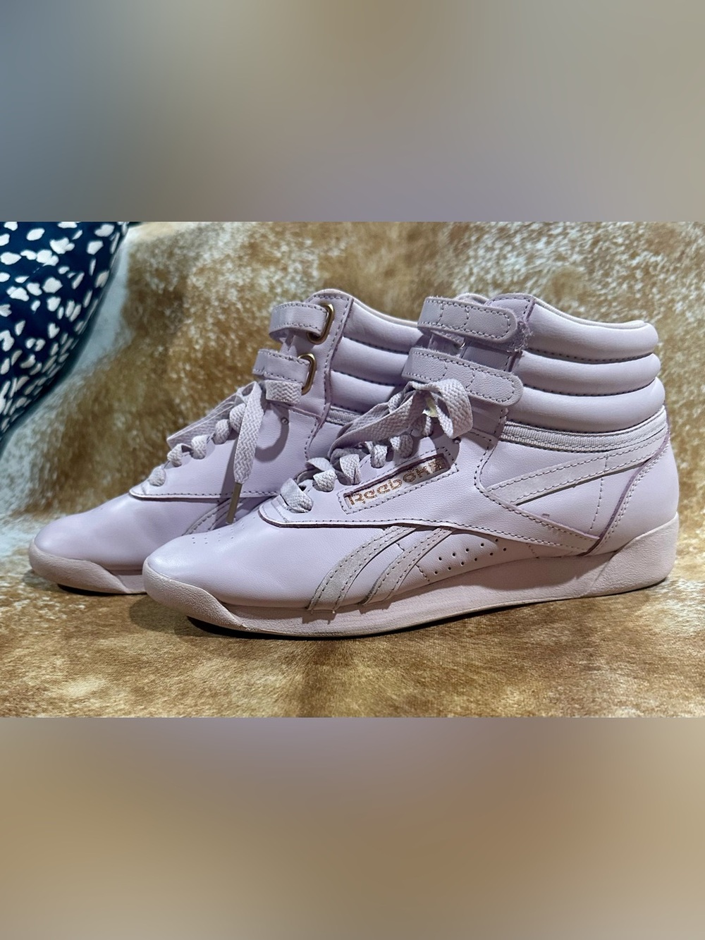 Reebok Women’s 54-11 Anniversary High-Top Sneakers in Light Lavender Gold Accent